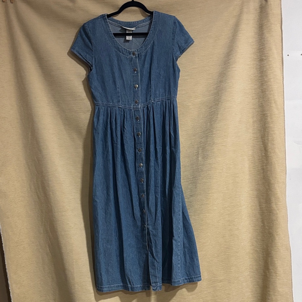 Jay Jacobs Vintage Casual Blue Denim Button-Front Midi Dress‎